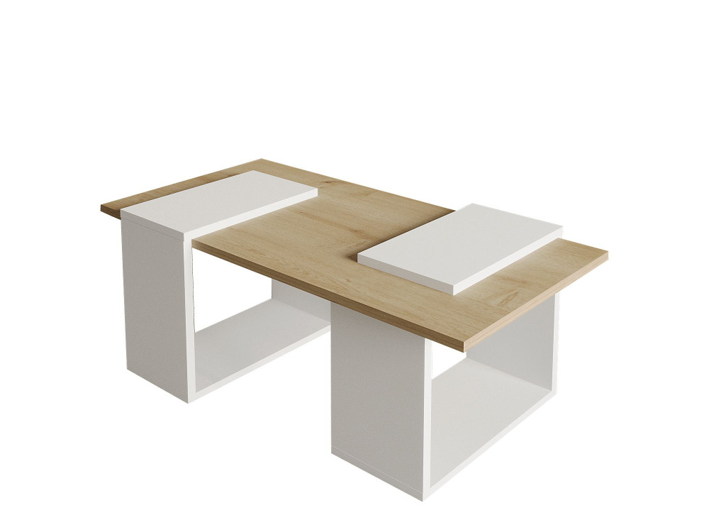 Couchtisch aus Holz "Matris" - 90 x 46 x 37 cm - Weiß