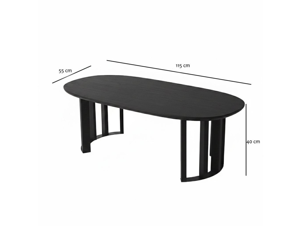 Couchtisch aus Holz "Elysia" - 120 x 60 x 40 cm - Schwarz