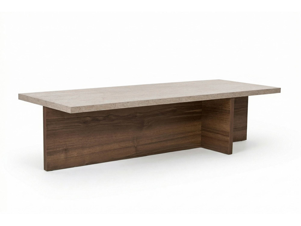 Couchtisch aus Holz "Harbor" - 120 x 45 x 30 cm - Travertin
