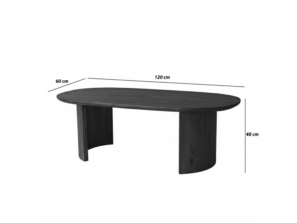 Couchtisch aus Holz "Hudson" - 120 x 60 x 40 cm - Anthrazitgrau