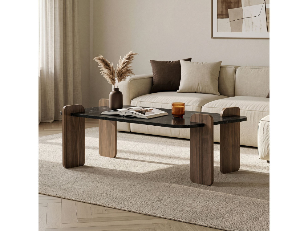 Couchtisch aus Holz "Fuchs" - 120 x 60 x 35 cm - Schwarz