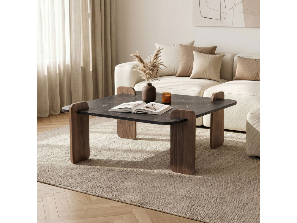 Couchtisch aus Holz "Marais" - 90 x 90 x 35 cm - Schwarz