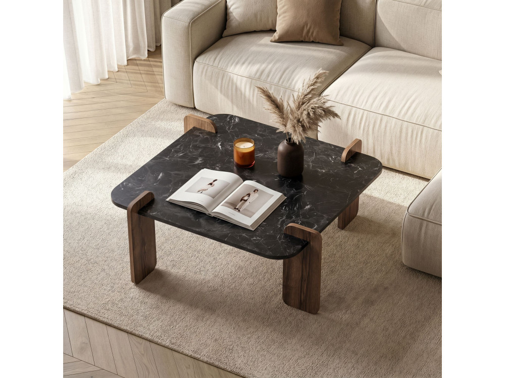Couchtisch aus Holz "Marais" - 90 x 90 x 35 cm - Schwarz