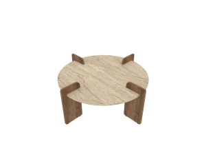 Couchtisch aus Holz "Avoure" - 90 x 90 x 35 cm - Travertin