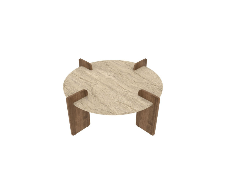 Couchtisch aus Holz "Avoure" - 90 x 90 x 35 cm - Travertin
