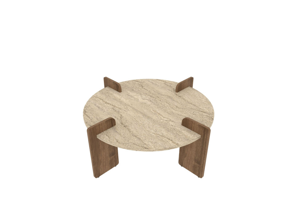Couchtisch aus Holz "Avoure" - 90 x 90 x 35 cm - Travertin