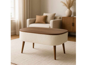 Couchtisch aus Holz "Noya" - 90 x 60 x 43 cm - Weiß