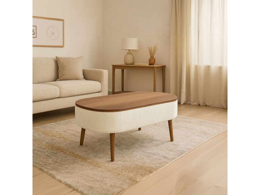 Couchtisch aus Holz "Noya" - 90 x 60 x 43 cm - Weiß