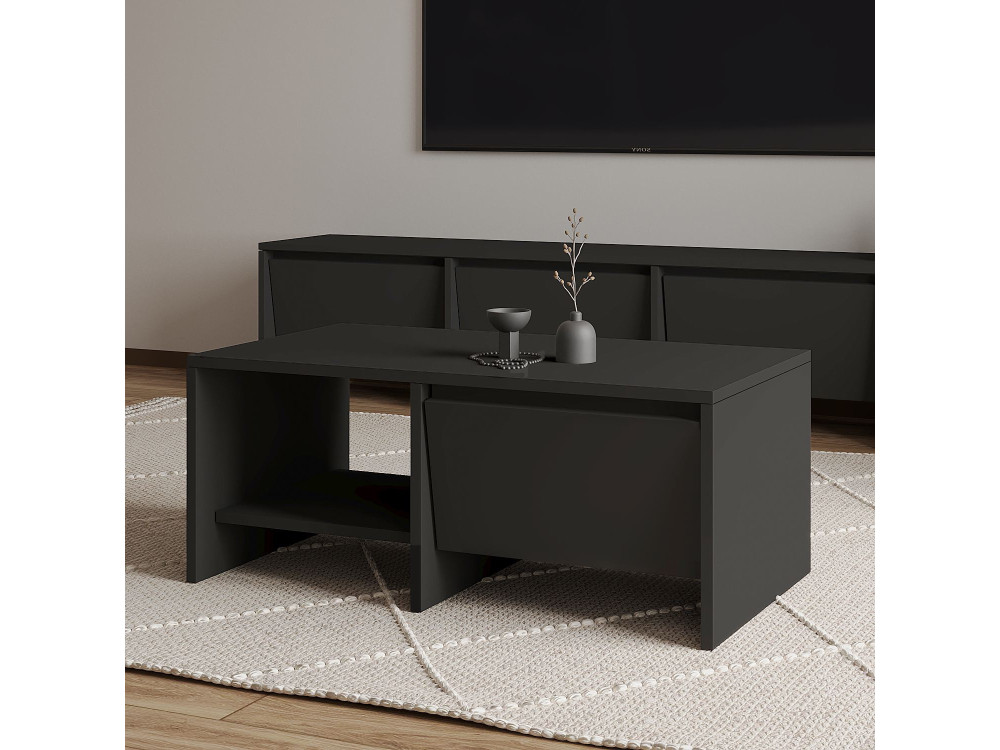 Couchtisch aus Holz "Laris" - 90 x 45 x 35 cm - Anthrazitgrau