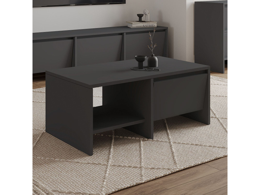 Couchtisch aus Holz "Laris" - 90 x 45 x 35 cm - Anthrazitgrau