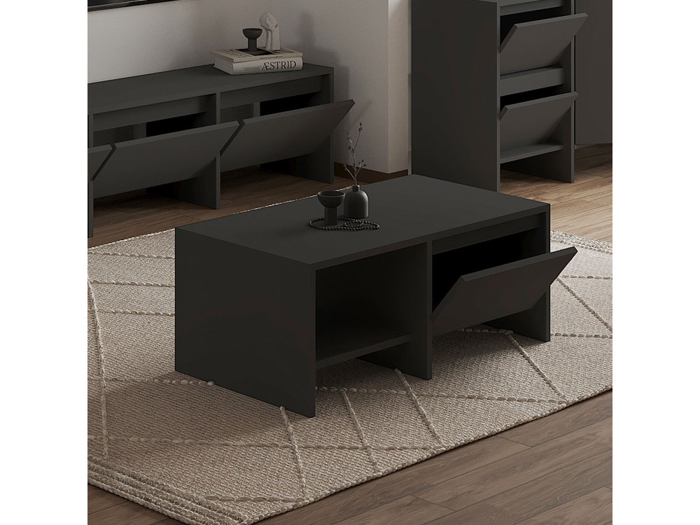 Couchtisch aus Holz "Laris" - 90 x 45 x 35 cm - Anthrazitgrau