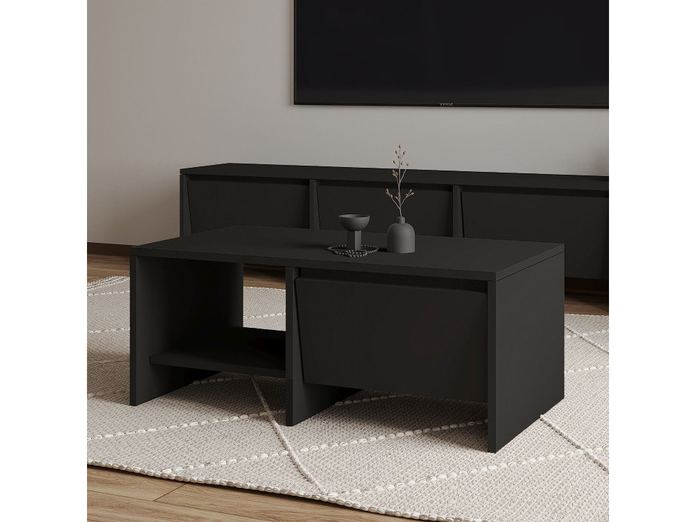 Couchtisch aus Holz "Laris" - 90 x 45 x 35 cm - Schwarz