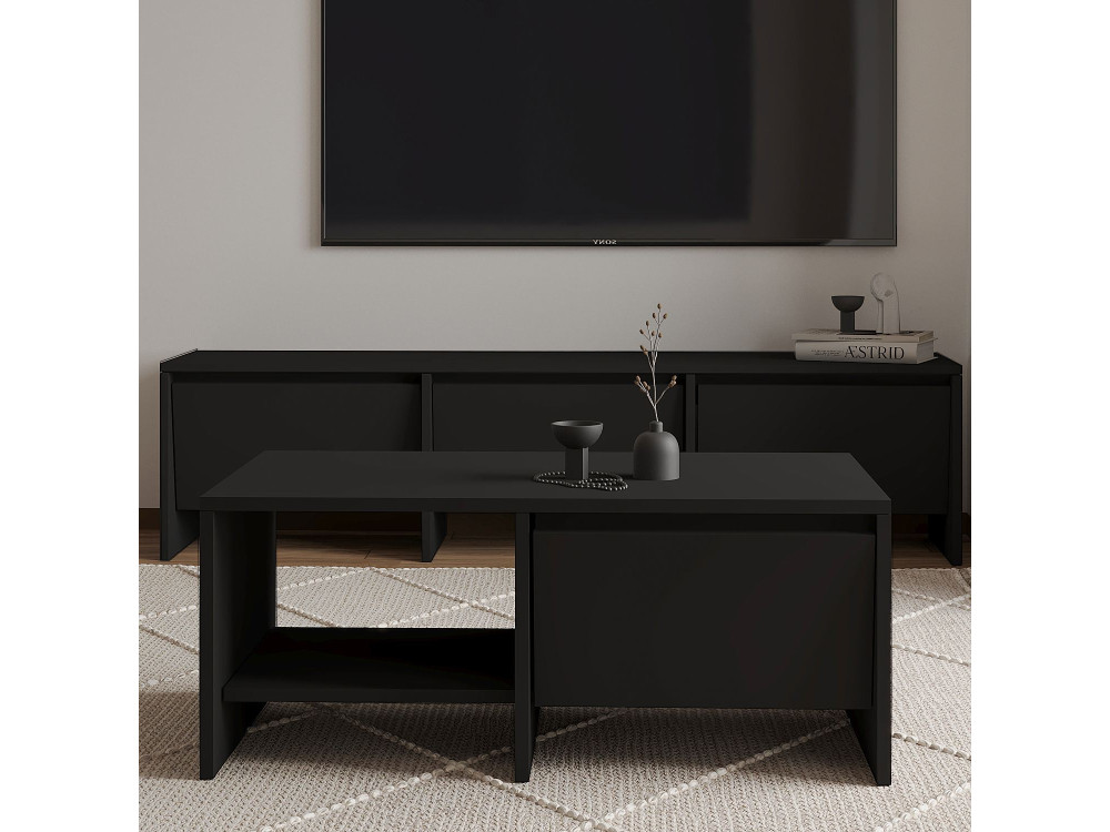 Couchtisch aus Holz "Laris" - 90 x 45 x 35 cm - Schwarz