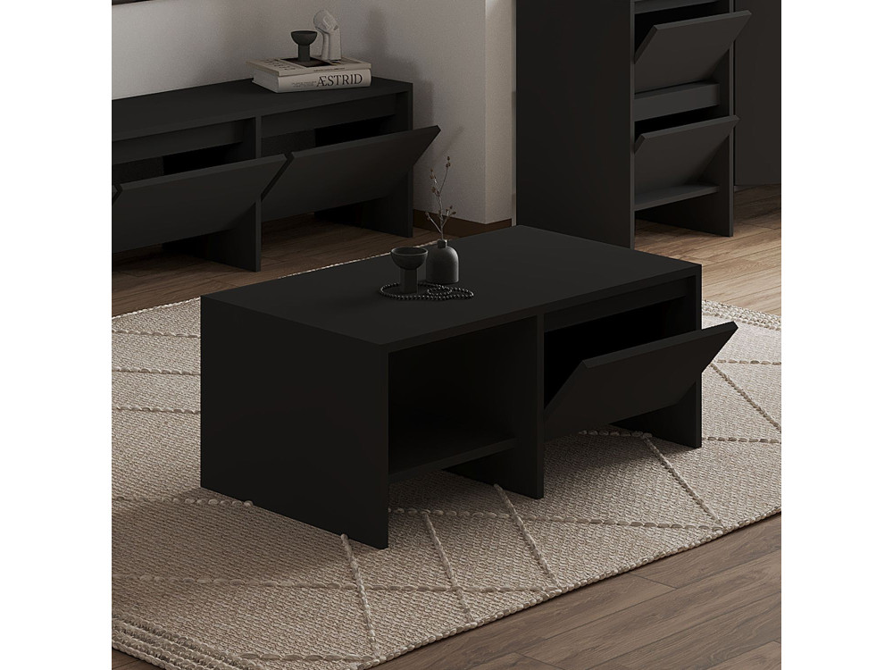 Couchtisch aus Holz "Laris" - 90 x 45 x 35 cm - Schwarz