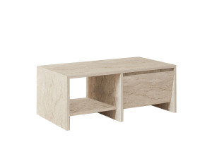 Couchtisch aus Holz "Laris" - 90 x 45 x 35 cm - Travertin
