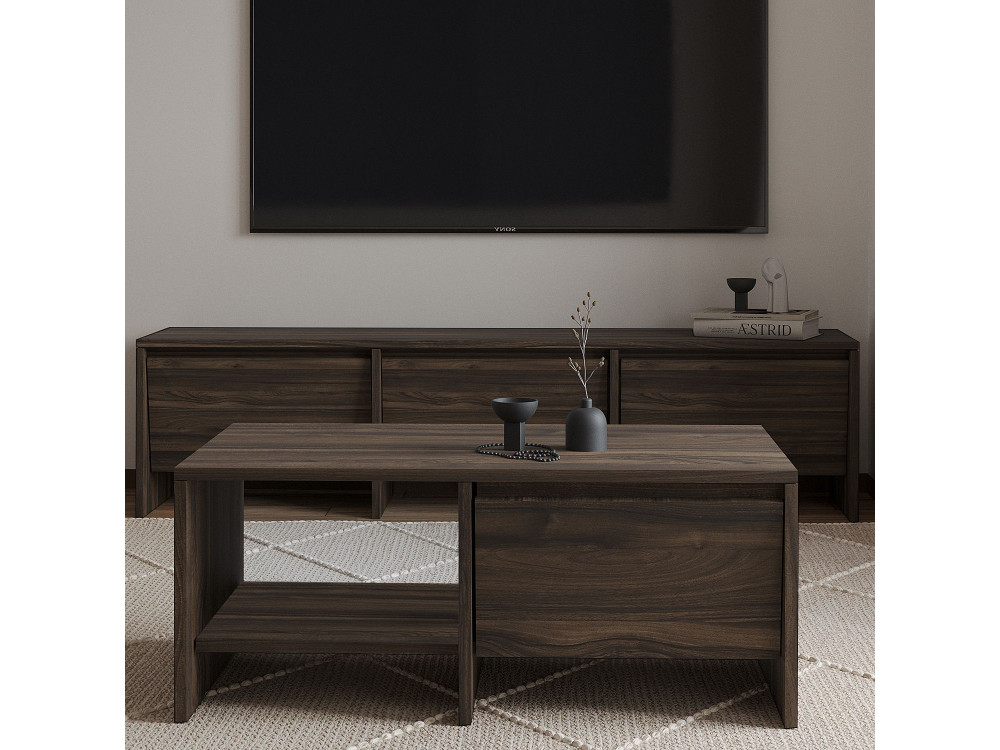 Couchtisch aus Holz "Laris" - 90 x 45 x 35 cm - Braun