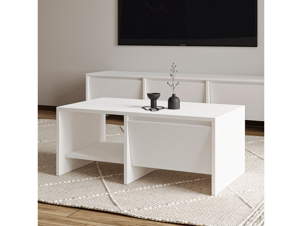Couchtisch aus Holz "Laris" - 90 x 45 x 35 cm - Weiß