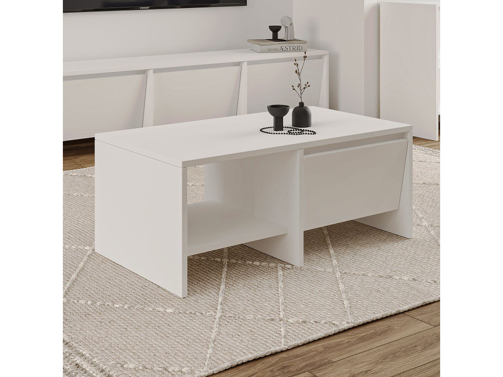 Couchtisch aus Holz "Laris" - 90 x 45 x 35 cm - Weiß