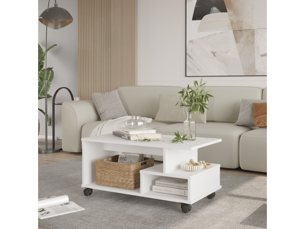 Couchtisch aus Holz "MIN9" - 90 x 51 x 42 cm - Weiß