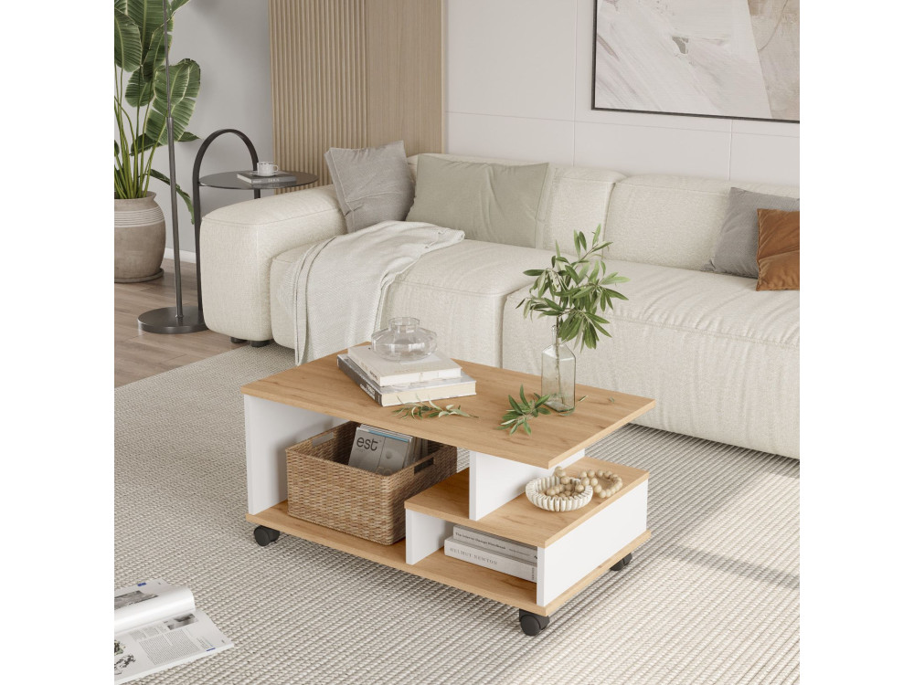 Couchtisch aus Holz "MIN9" - 90 x 51 x 42 cm - Weiß