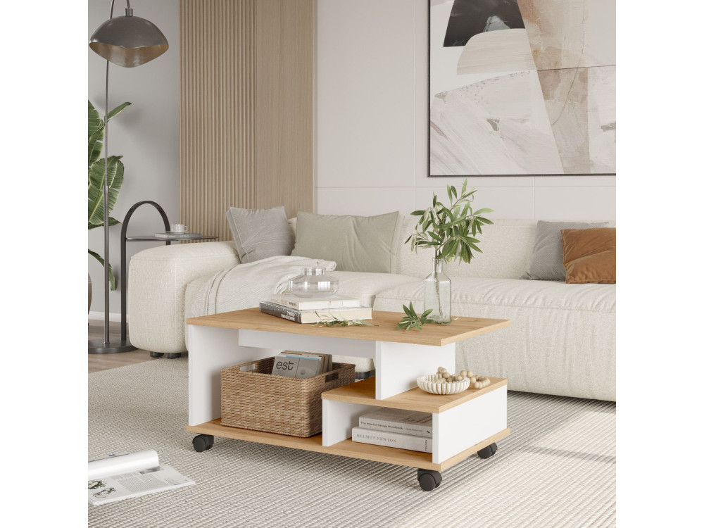 Couchtisch aus Holz "MIN9" - 90 x 51 x 42 cm - Weiß