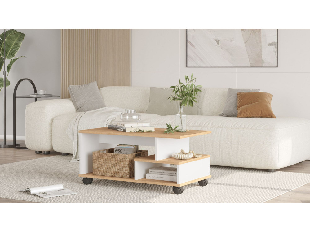 Couchtisch aus Holz "MIN9" - 90 x 51 x 42 cm - Weiß