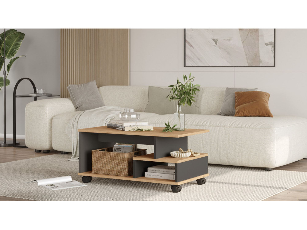 Couchtisch aus Holz "MIN9" - 90 x 51 x 42 cm - Anthrazitgrau