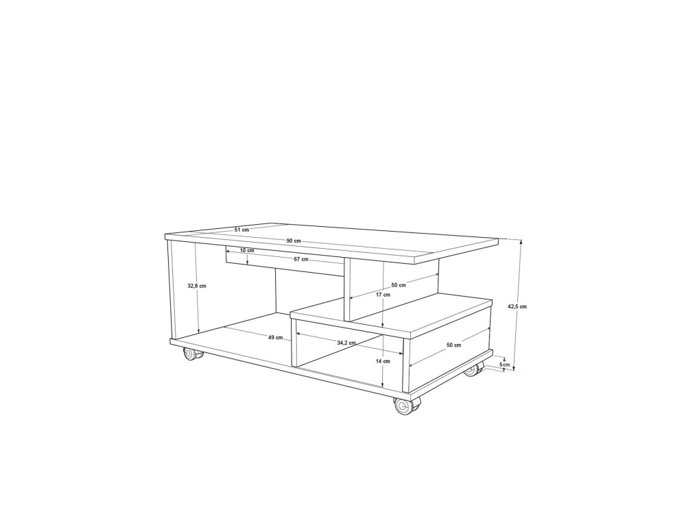 Couchtisch aus Holz "MIN9" - 90 x 51 x 42 cm - Anthrazitgrau