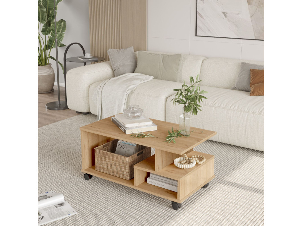 Couchtisch aus Holz "MIN9" - 90 x 51 x 42 cm - Beige