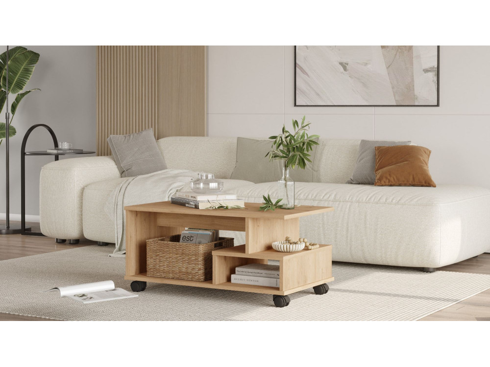 Couchtisch aus Holz "MIN9" - 90 x 51 x 42 cm - Beige