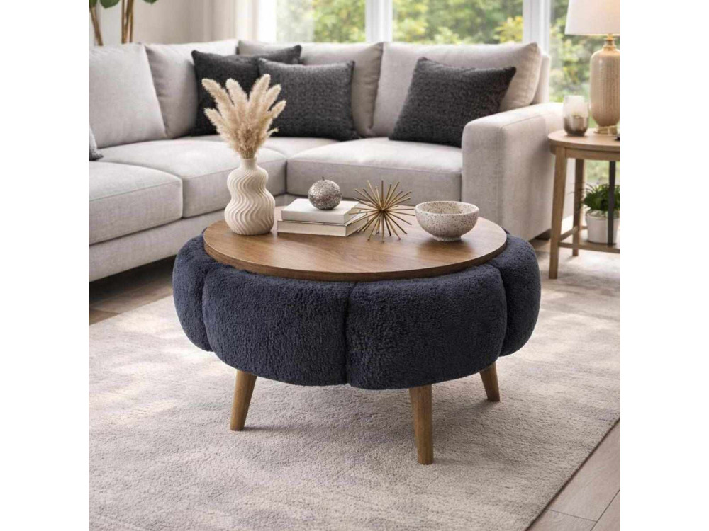 Couchtisch aus Holz "Papatya 60" - 60 x 60 x 44 cm - Anthrazitgrau
