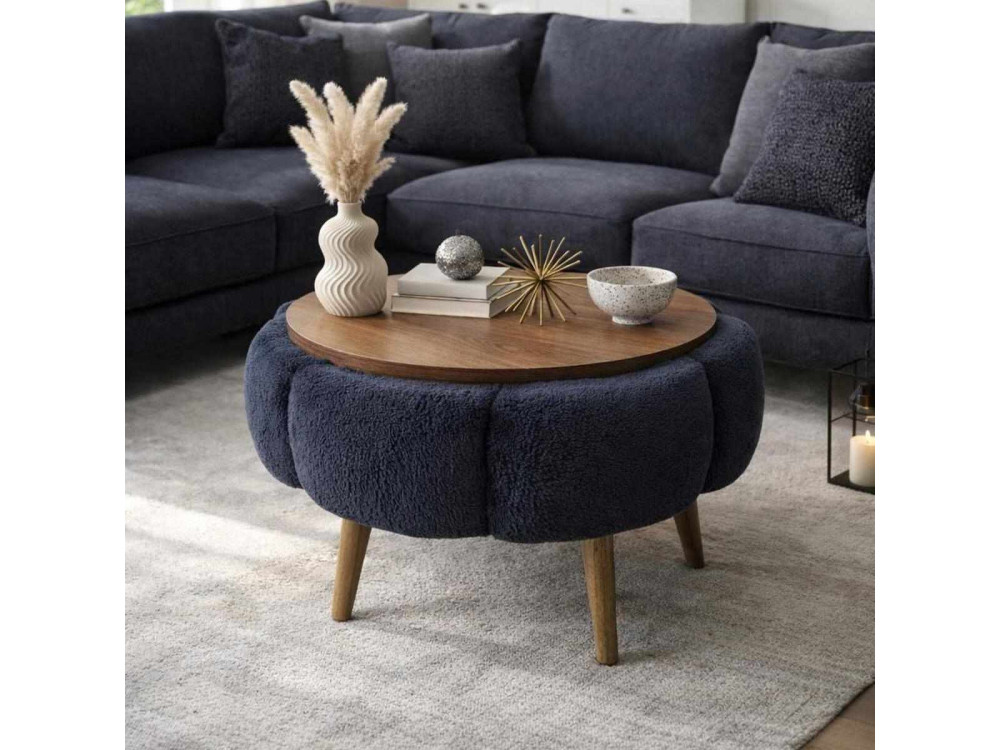 Couchtisch aus Holz "Papatya 60" - 60 x 60 x 44 cm - Anthrazitgrau