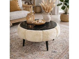 Couchtisch aus Holz "Papatya 60" - 60 x 60 x 44 cm - Creme