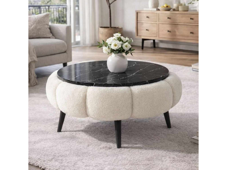Couchtisch aus Holz "Papatya 60" - 60 x 60 x 44 cm - Weiß