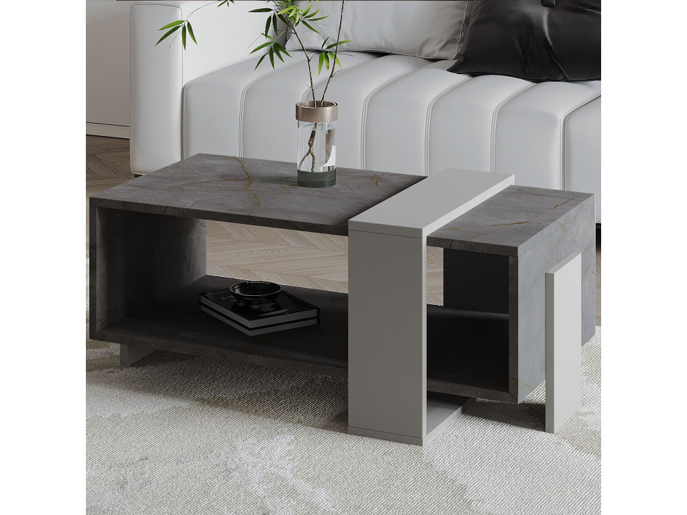 Couchtisch aus Holz "Meleni" - 90 x 49 x 40 cm - Grau