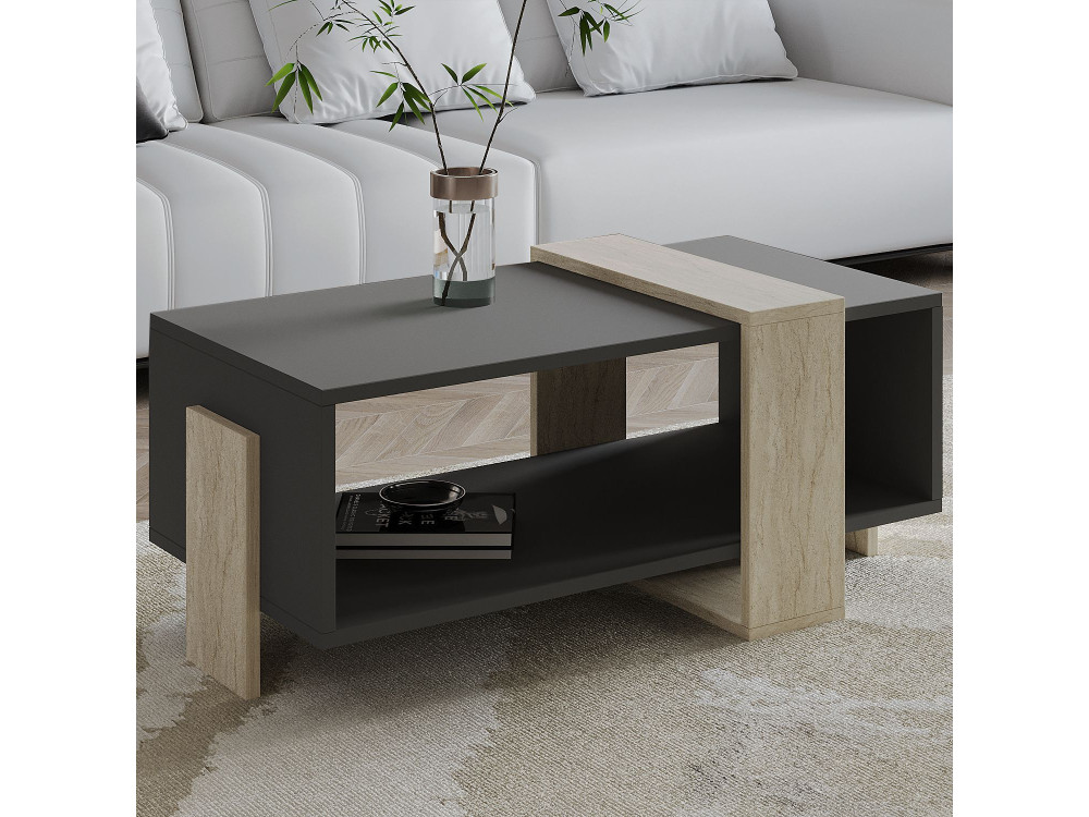 Couchtisch aus Holz "Meleni" - 90 x 49 x 40 cm - Anthrazitgrau