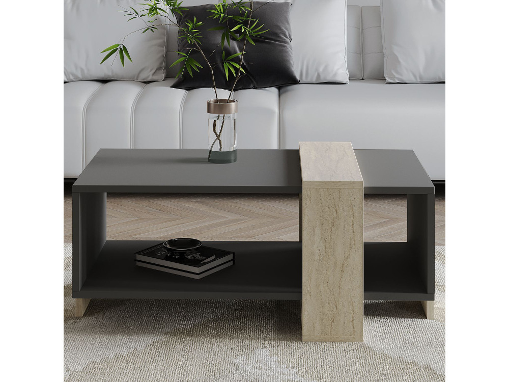 Couchtisch aus Holz "Meleni" - 90 x 49 x 40 cm - Anthrazitgrau