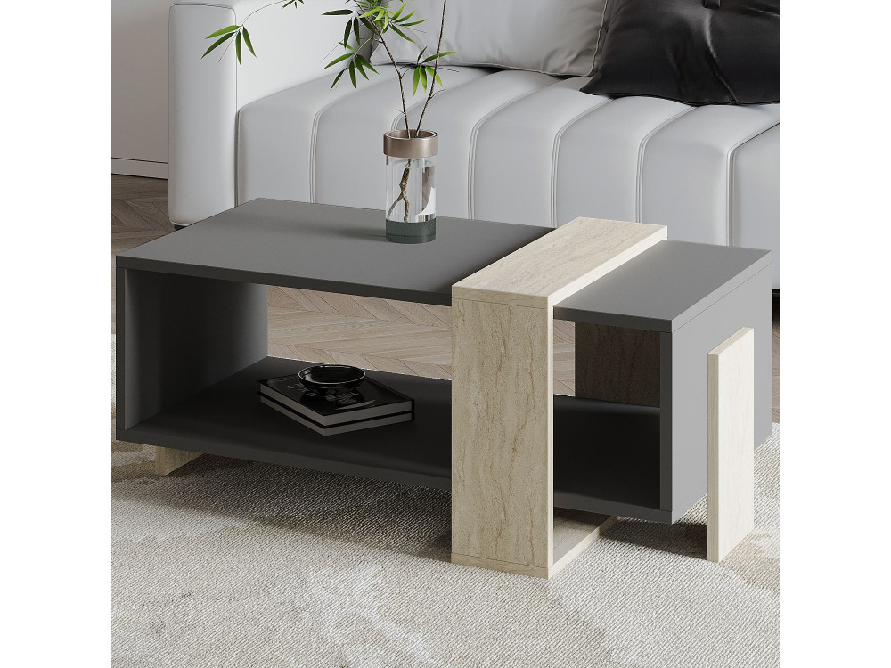 Couchtisch aus Holz "Meleni" - 90 x 49 x 40 cm - Anthrazitgrau