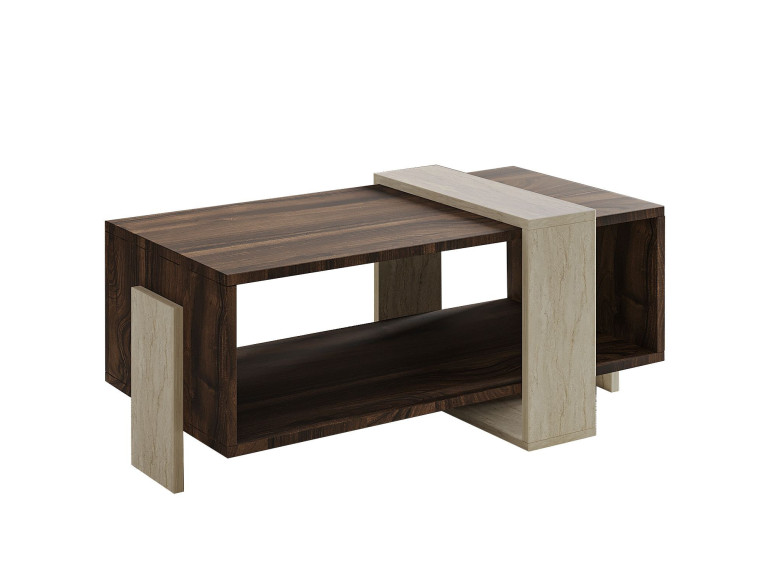 Couchtisch aus Holz "Meleni" - 90 x 49 x 40 cm - Travertin