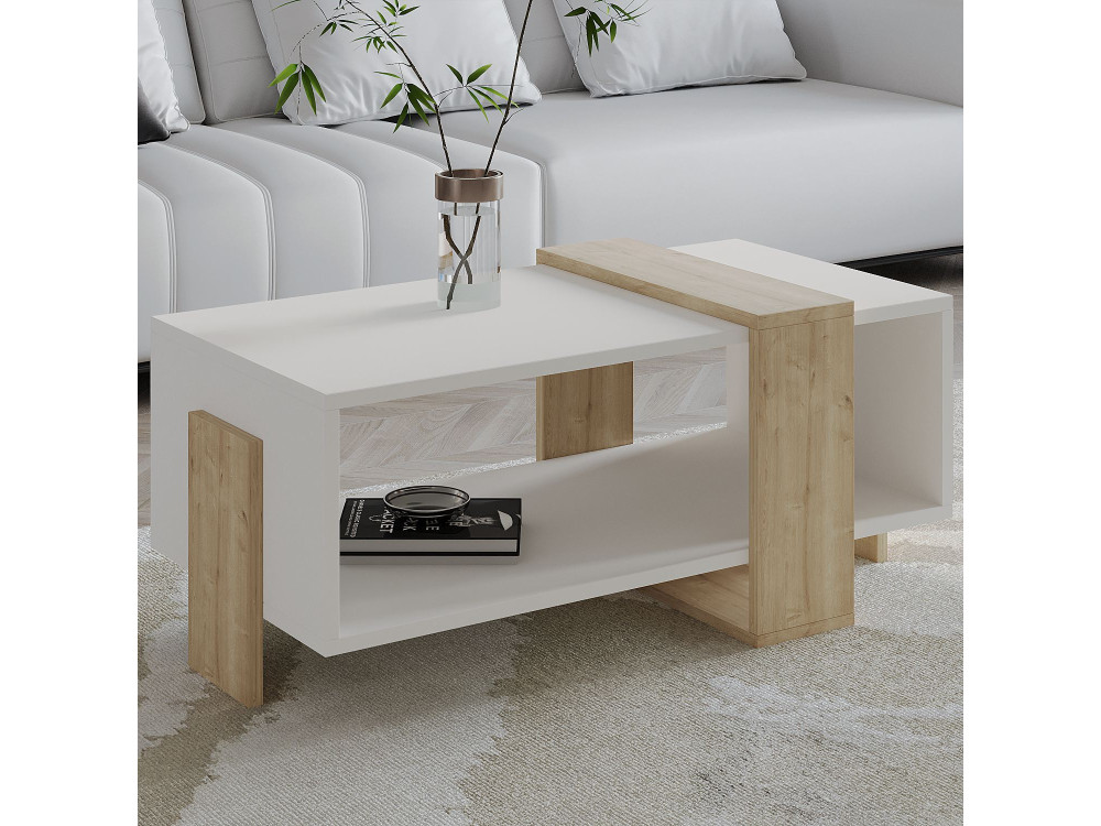 Couchtisch aus Holz "Meleni" - 90 x 49 x 40 cm - Weiß