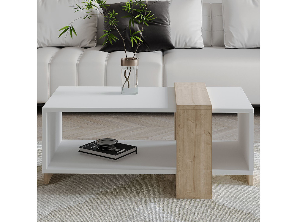 Couchtisch aus Holz "Meleni" - 90 x 49 x 40 cm - Weiß