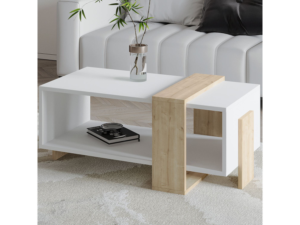 Couchtisch aus Holz "Meleni" - 90 x 49 x 40 cm - Weiß