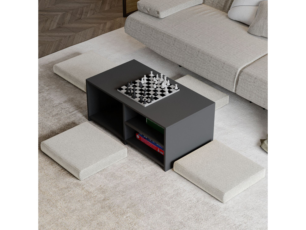 Couchtisch-Set aus Holz "Gord" - 90 x 45 x 44.1 cm - Anthrazit