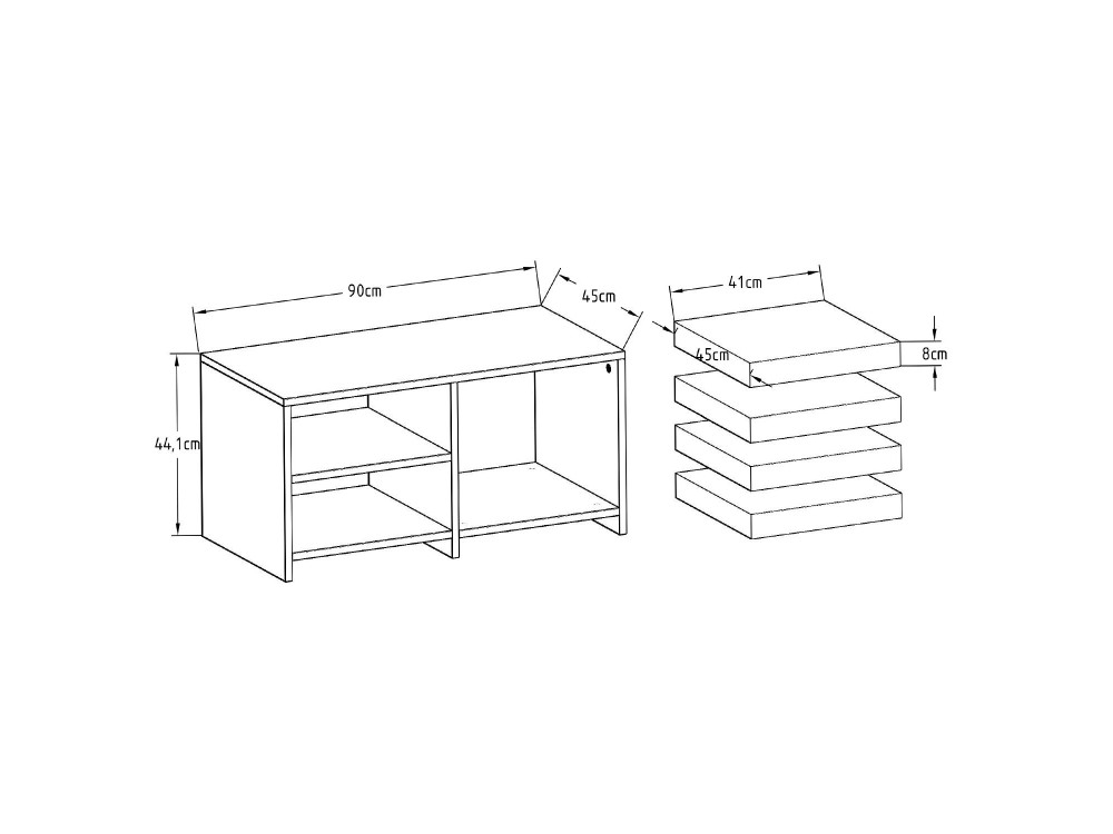 Couchtisch aus Holz "Gord" - 90 x 45 x 44 cm - Braun