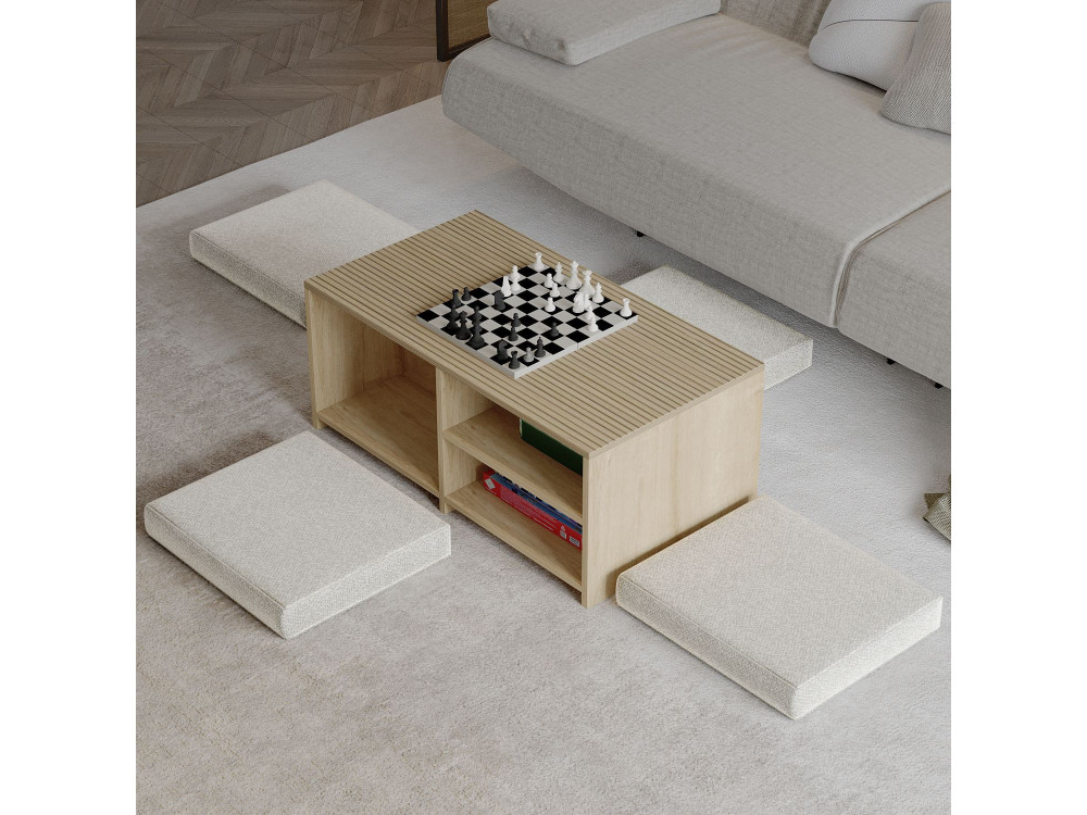 Couchtisch aus Holz "Gord" - 90 x 45 x 44 cm - Beige