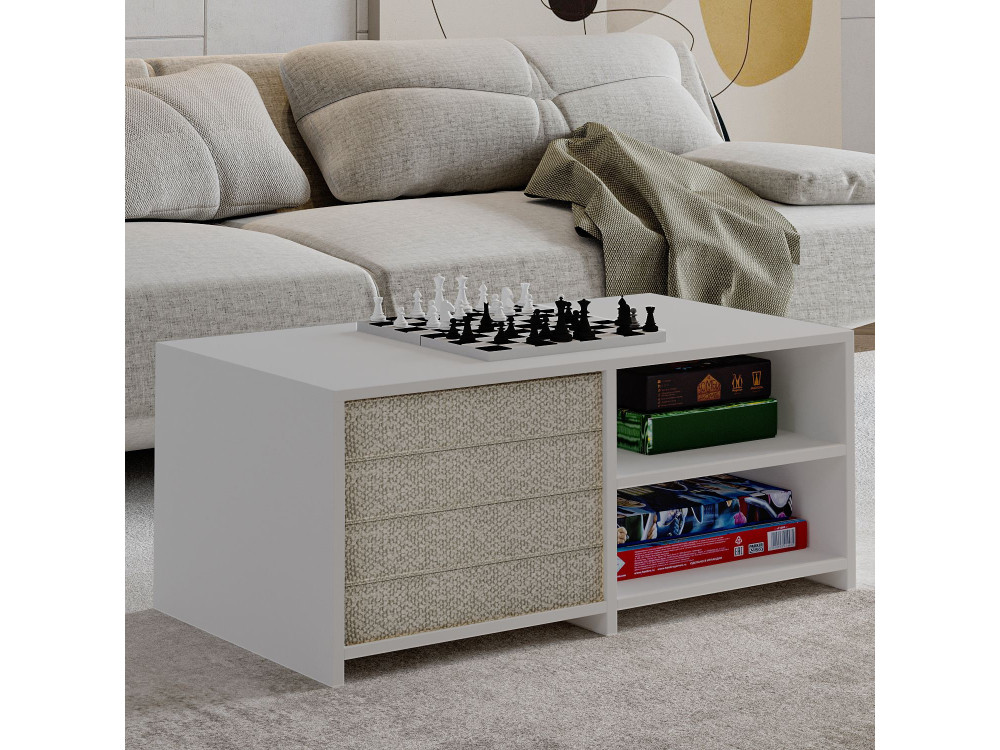 Couchtisch aus Holz "Gord" - 90 x 45 x 44 cm - Weiß