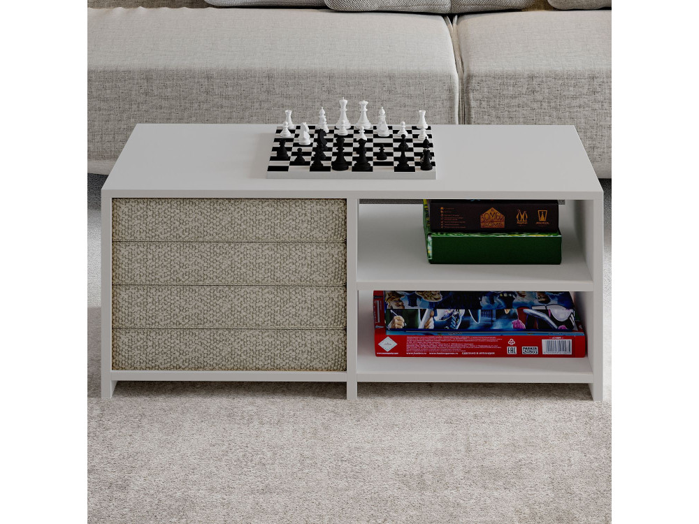 Couchtisch aus Holz "Gord" - 90 x 45 x 44 cm - Weiß