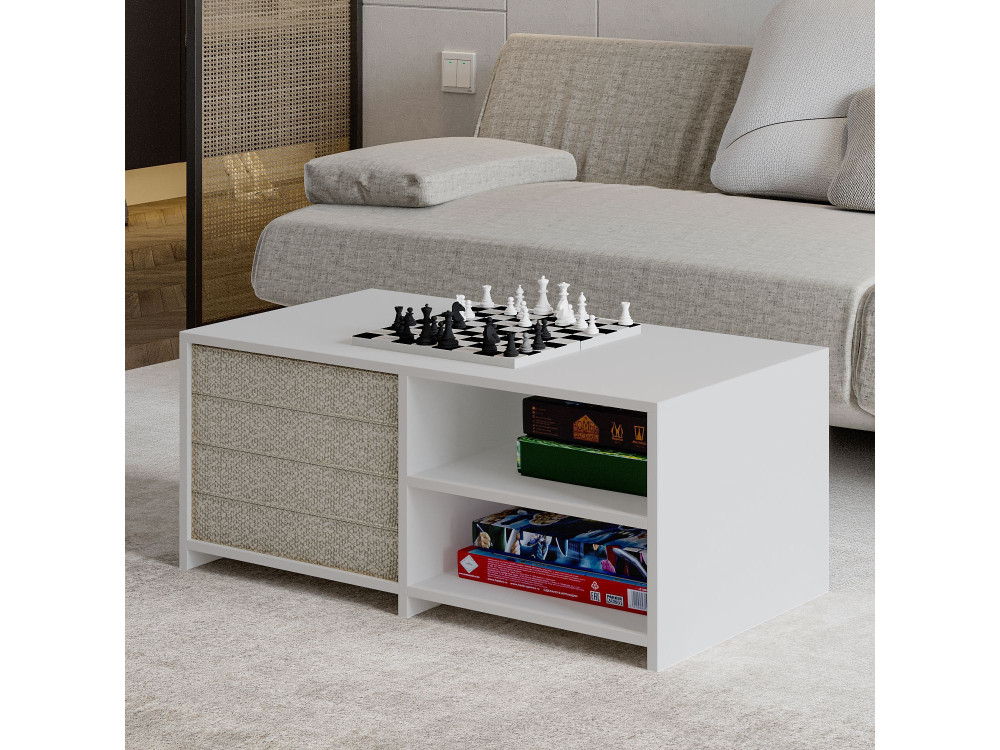Couchtisch aus Holz "Gord" - 90 x 45 x 44 cm - Weiß