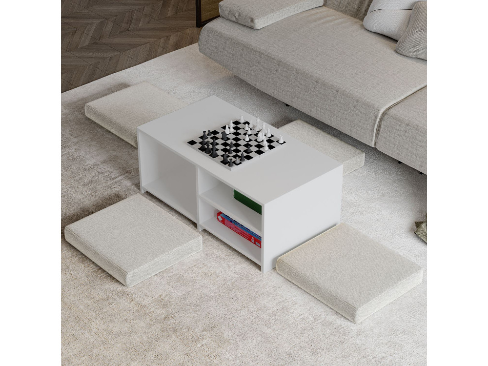 Couchtisch aus Holz "Gord" - 90 x 45 x 44 cm - Weiß