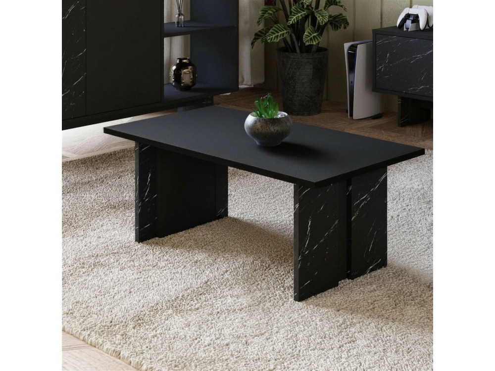 Couchtisch aus Holz "Ravello" - 90 x 50 x 40 cm - Schwarz